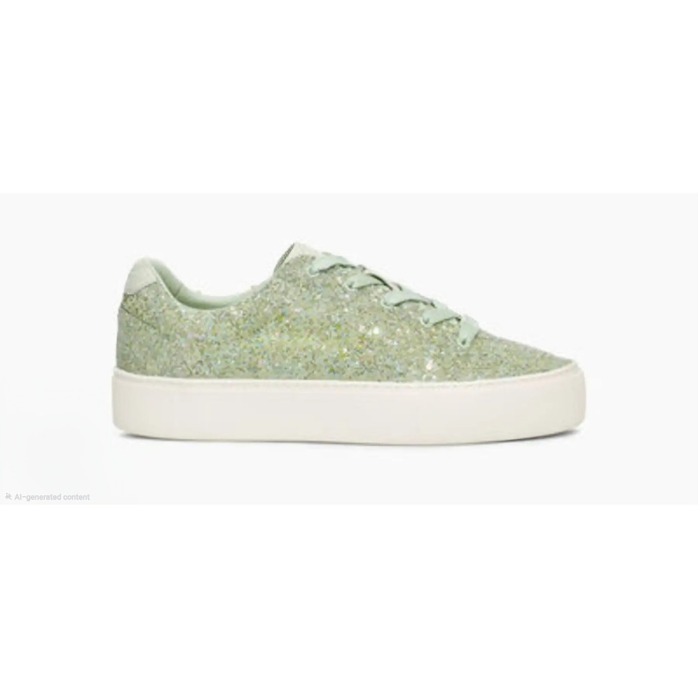 UGG Jass Glitter Sage Green Platform Chunky Sneakers Womens 9 1114872